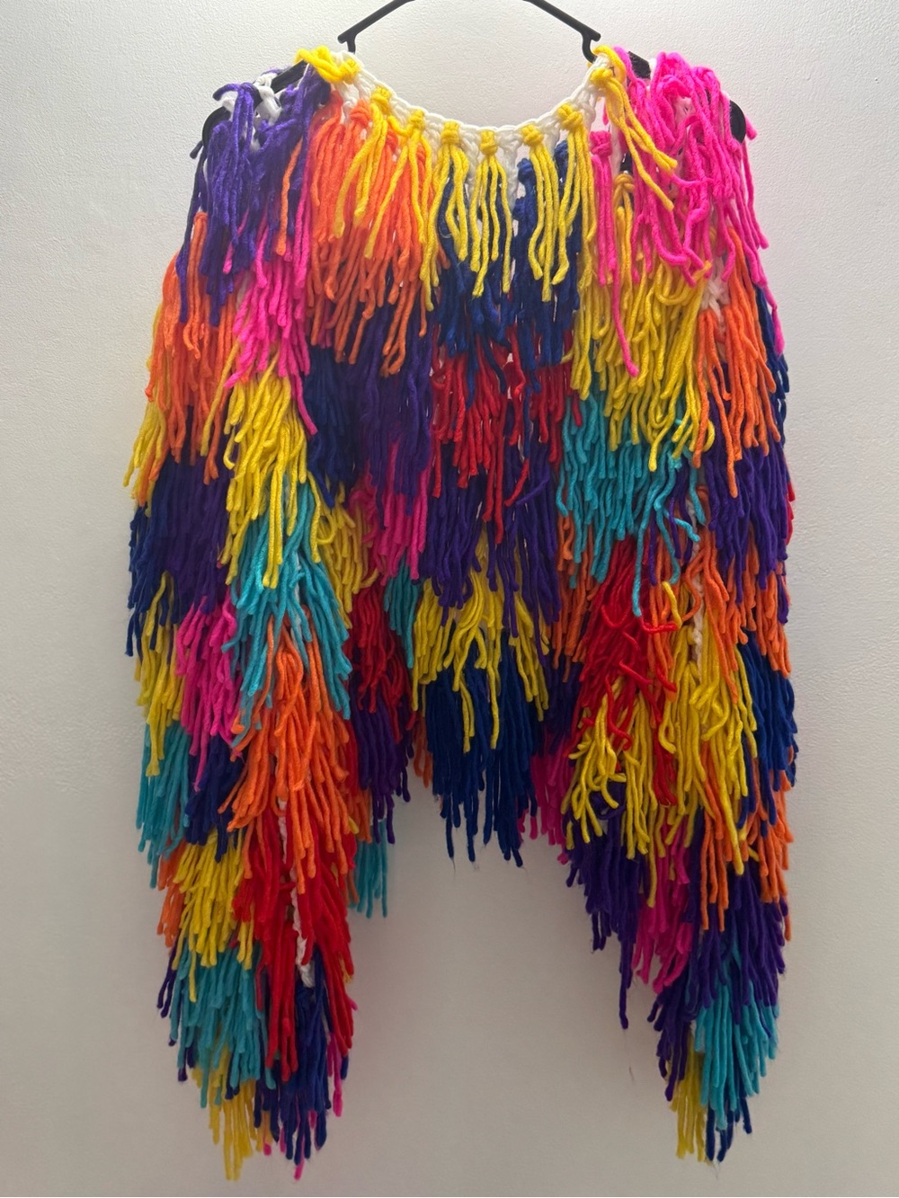 Handcrafted Multicolor Fringe Crochet Jacket - Vibrant Statement Coat— USED ONCE - Picture 2 of 3